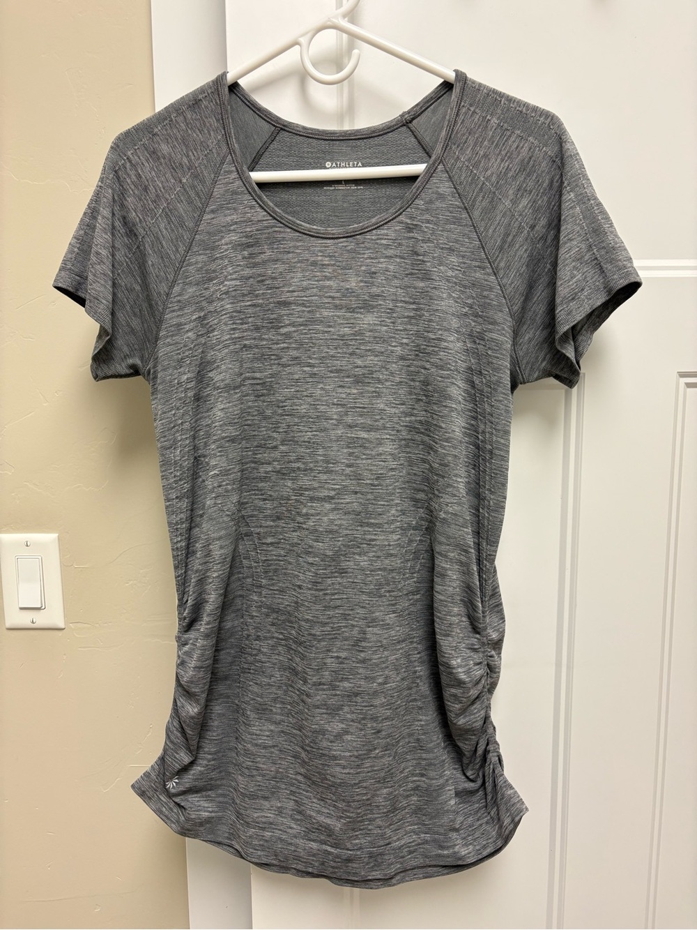 Athleta Heathered Gray Short-Sleeve Ruched Side Tee